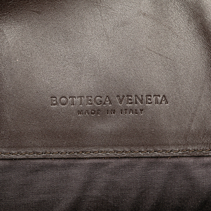Leather Intrecciato Flap Crossbody Brown - Gaby Paris