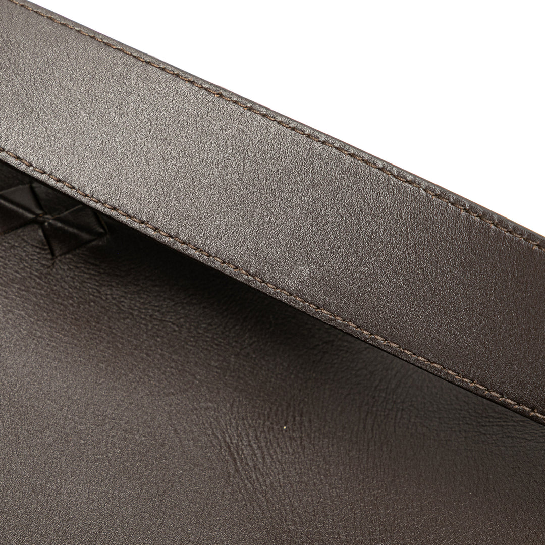 Leather Intrecciato Flap Crossbody Brown - Gaby Paris