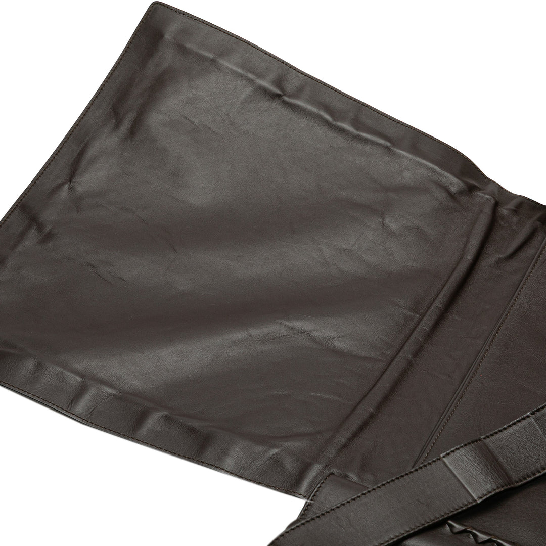 Leather Intrecciato Flap Crossbody Brown - Gaby Paris