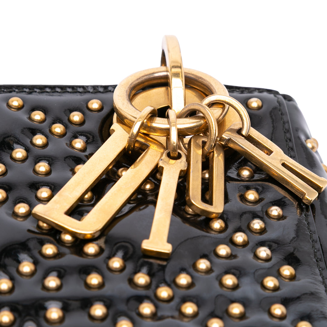Dior Mini Cuir verni Cannage Studded Supple Lady Dior Noir – GABY PARIS Authentique