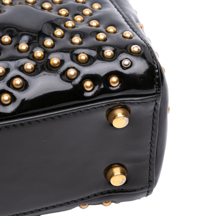 Dior Mini Cuir verni Cannage Studded Supple Lady Dior Noir – GABY PARIS Authentique