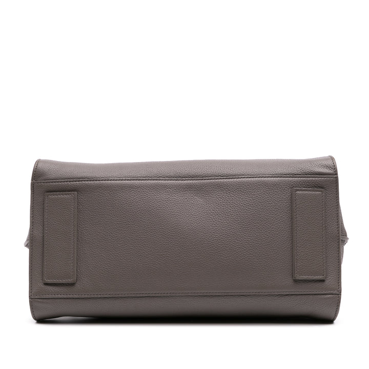 Small Grained Calfskin Supple Sac De Jour Satchel Gray - Gaby Paris