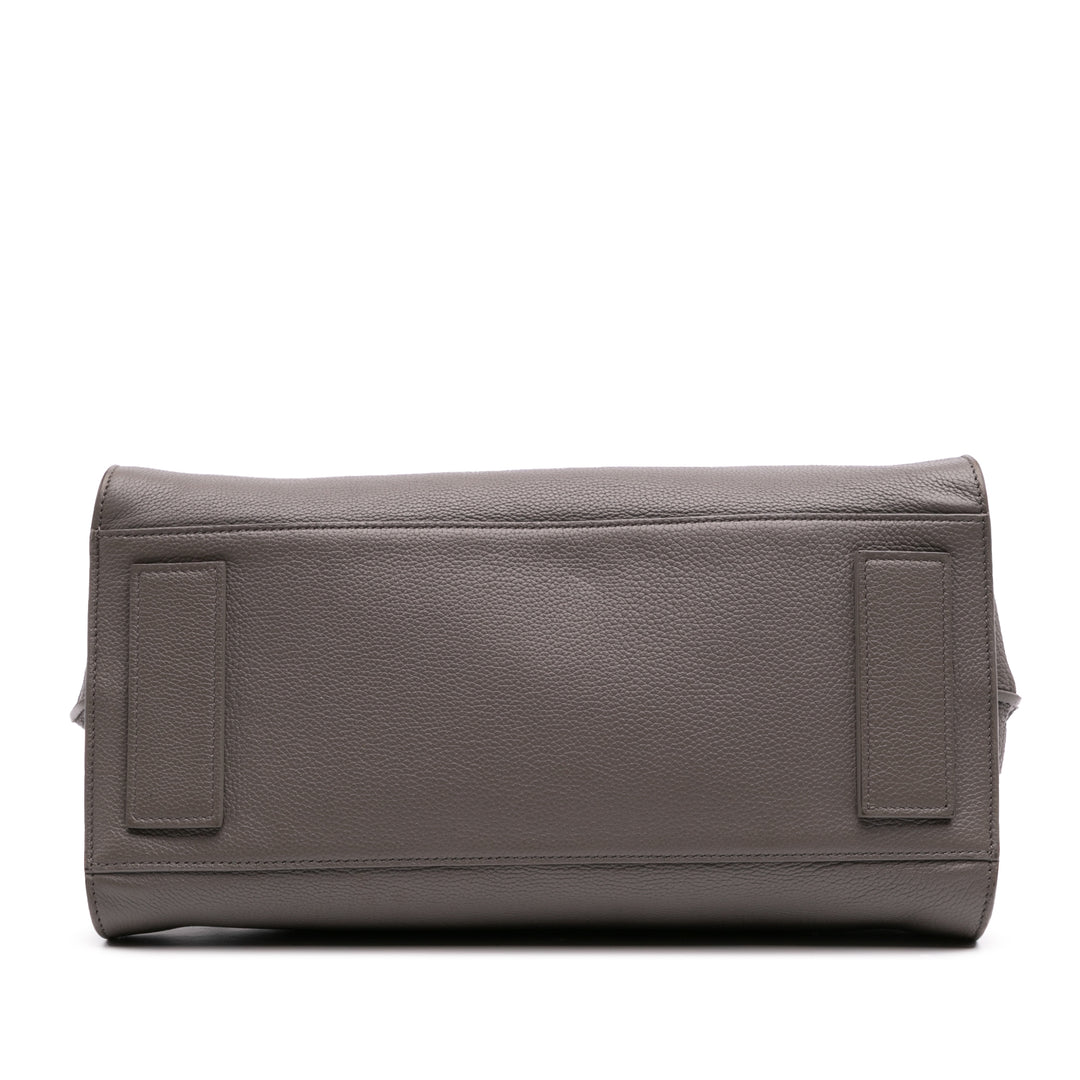 Small Grained Calfskin Supple Sac De Jour Satchel Gray - Gaby Paris