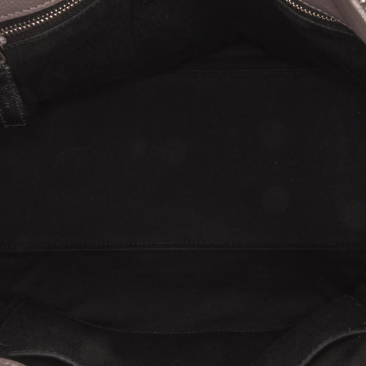 Small Grained Calfskin Supple Sac De Jour Satchel Gray - Gaby Paris