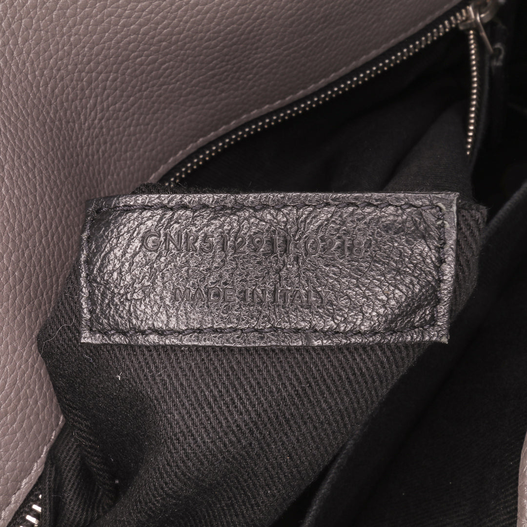 Small Grained Calfskin Supple Sac De Jour Satchel Gray - Gaby Paris