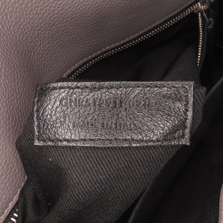 Small Grained Calfskin Supple Sac De Jour Satchel Gray - Gaby Paris