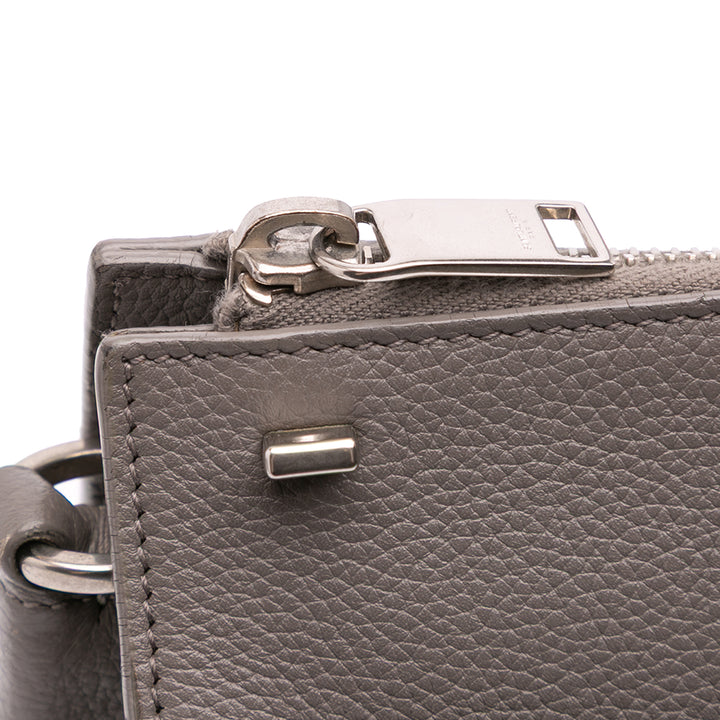 Small Grained Calfskin Supple Sac De Jour Satchel Gray - Gaby Paris