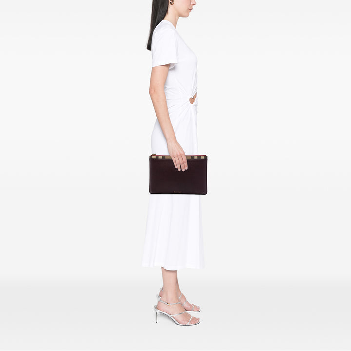 Burberry House Check Toile à finitions Cuir de veau grainé Zip Pochette