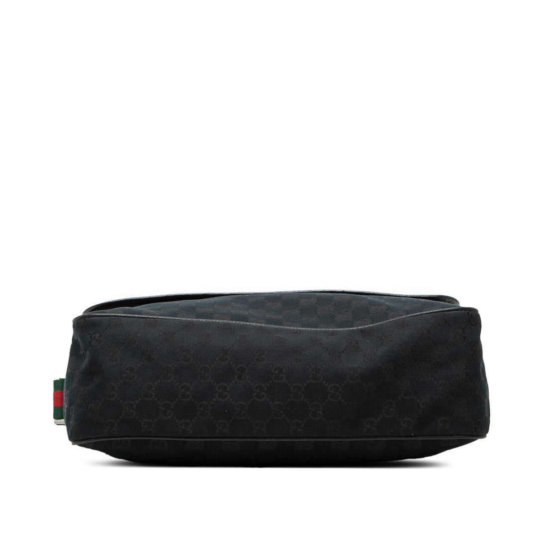GG Web à rabat Sac Messenger Noir