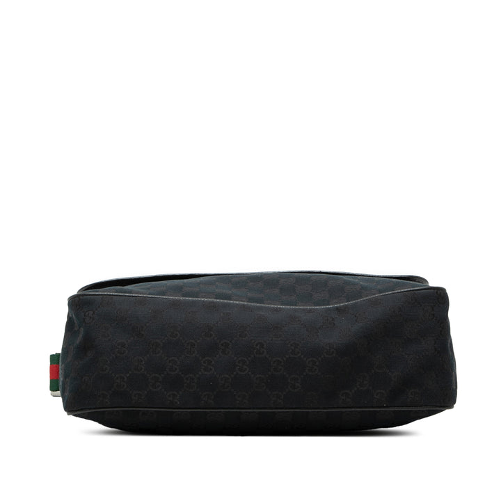 GG Web à rabat Sac Messenger Noir