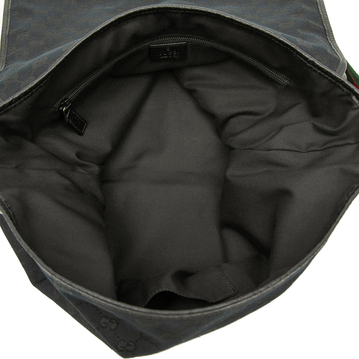 GG Web à rabat Sac Messenger Noir