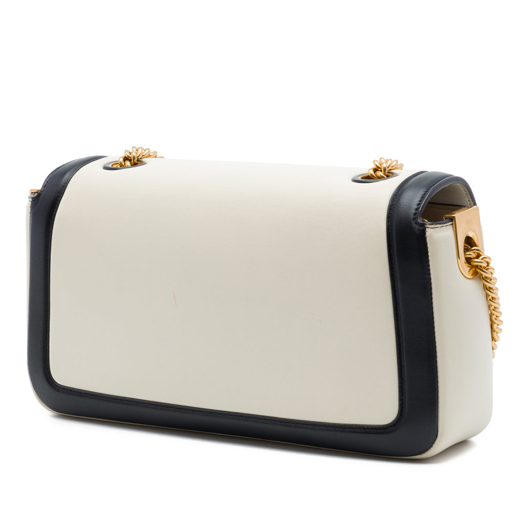 Fendi Bicolor Cuir Chain Midi Baguette