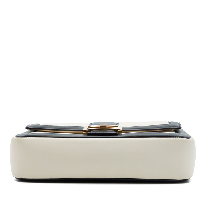 Fendi Bicolor Cuir Chain Midi Baguette