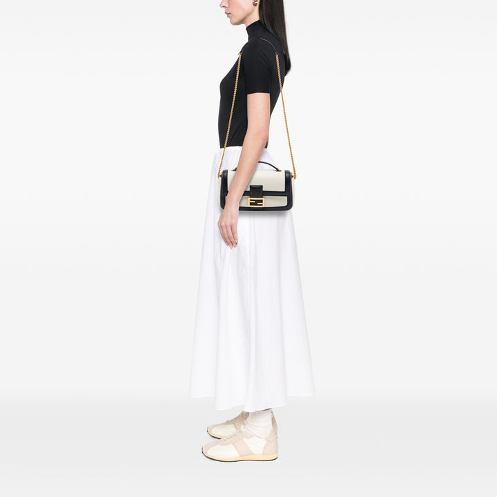 Fendi Bicolor Cuir Chain Midi Baguette