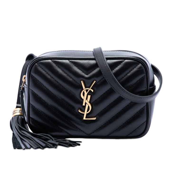Saint Laurent Mini Matelasse Cuir de veau Monogram Lou Pompon Sac caméra
