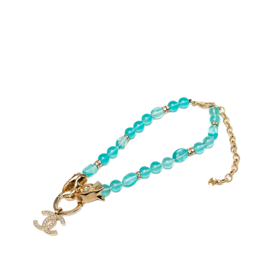 CC Tone Strass et Bead Strand Collier Other Bleu