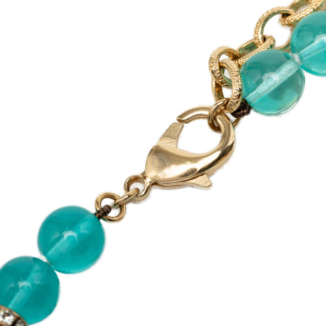 CC Tone Strass et Bead Strand Collier Other Bleu