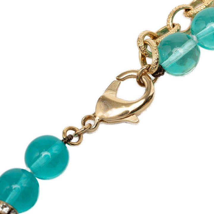 CC Tone Strass et Bead Strand Collier Other Bleu