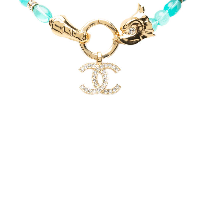 CC Tone Strass et Bead Strand Collier Other Bleu