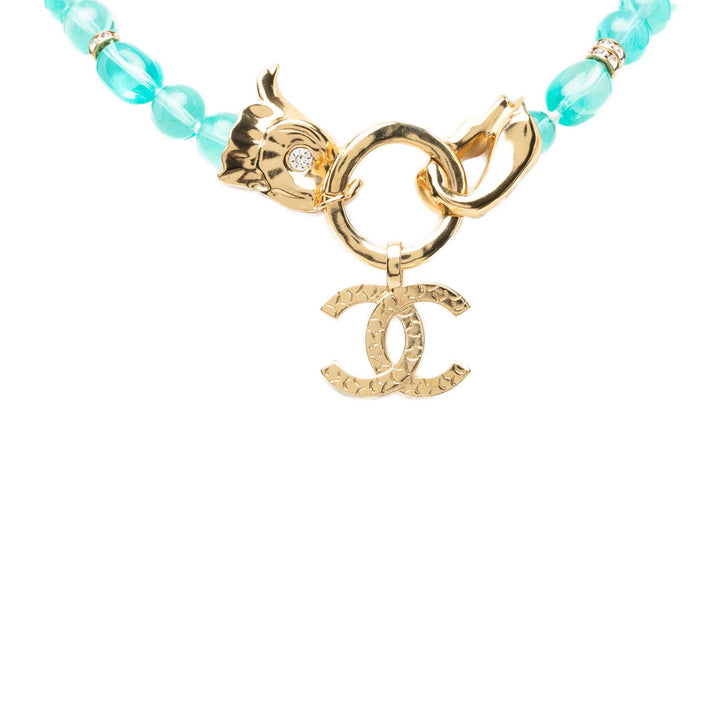CC Tone Strass et Bead Strand Collier Other Bleu