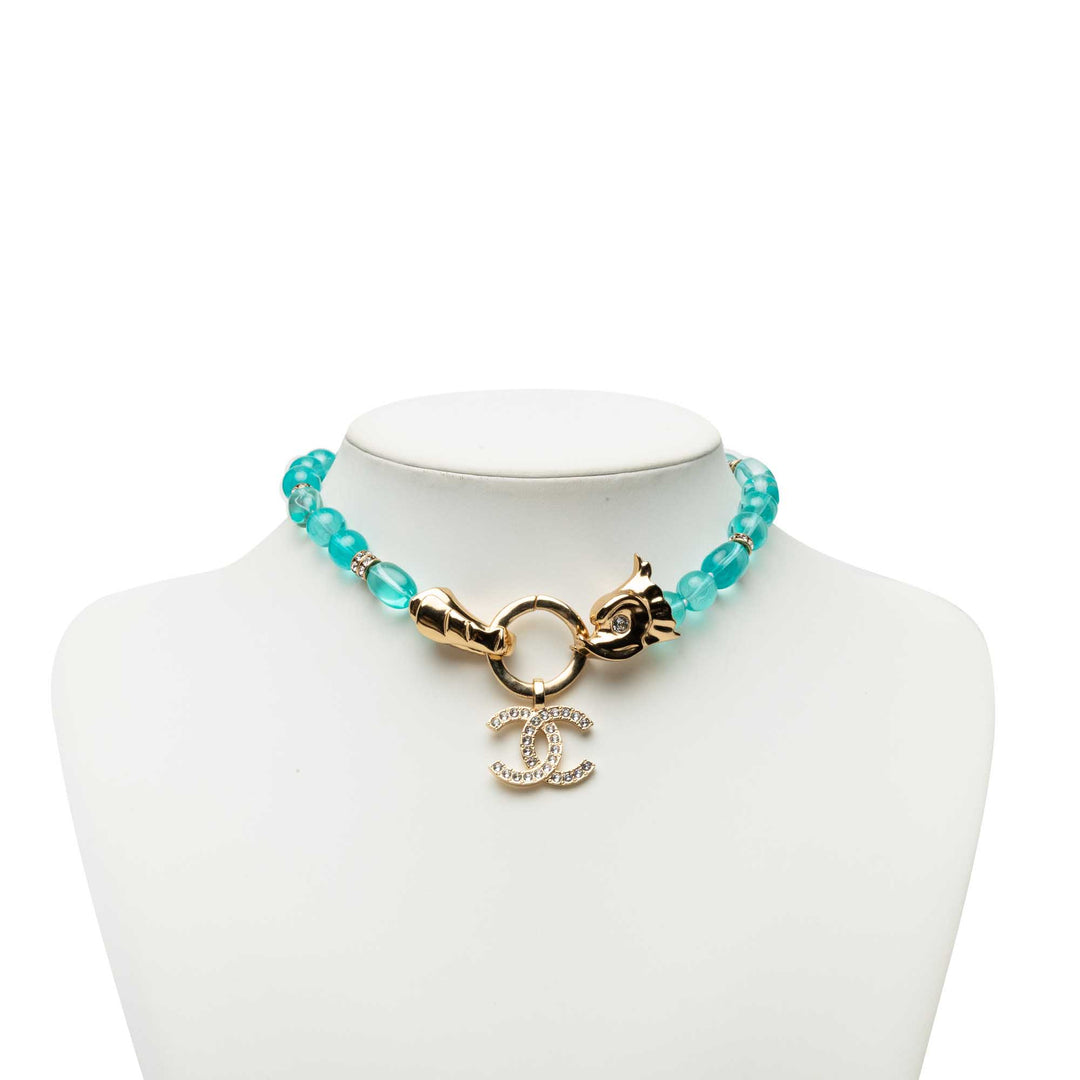 CC Tone Strass et Bead Strand Collier Other Bleu