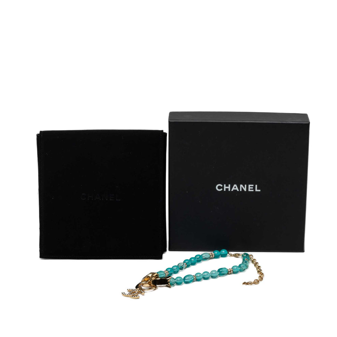 CC Tone Strass et Bead Strand Collier Other Bleu