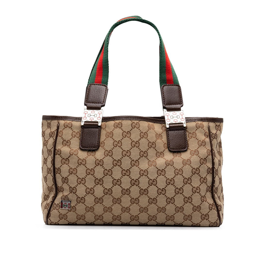 GG Web Horsebit Cabas Beige