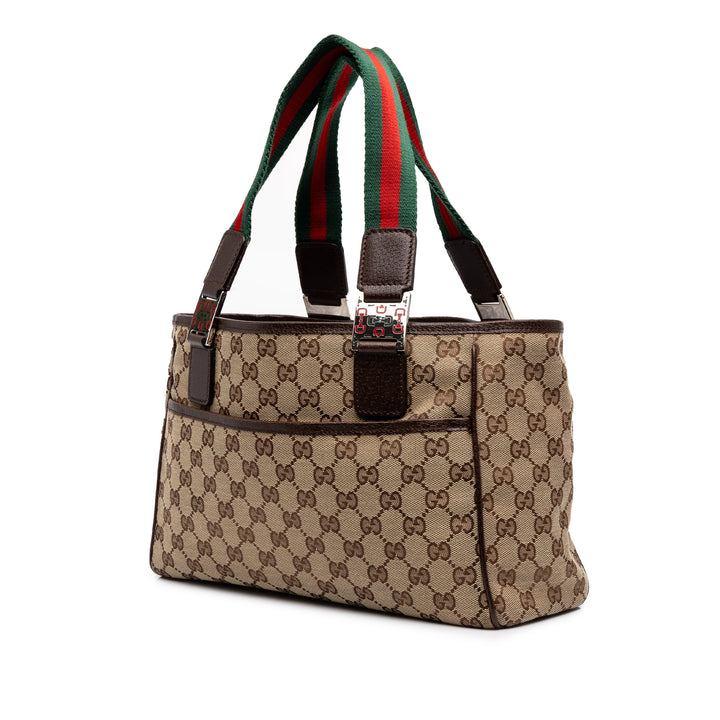 GG Web Horsebit Cabas Beige