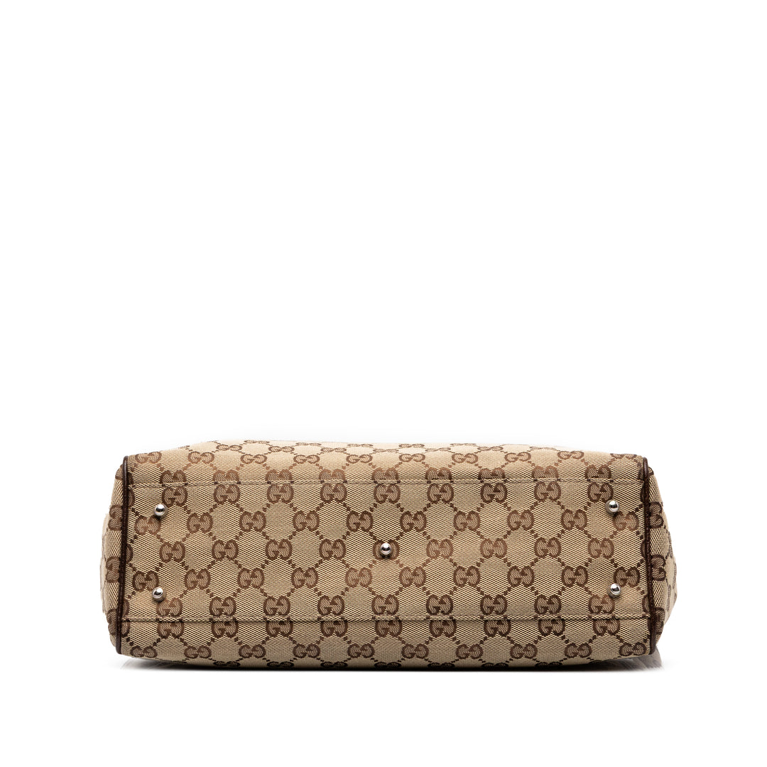 GG Web Horsebit Cabas Beige