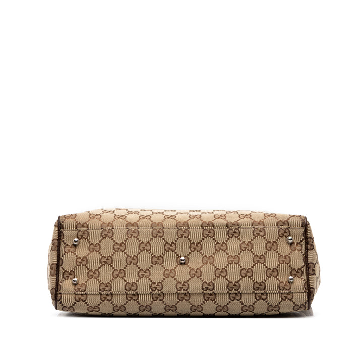 GG Web Horsebit Cabas Beige
