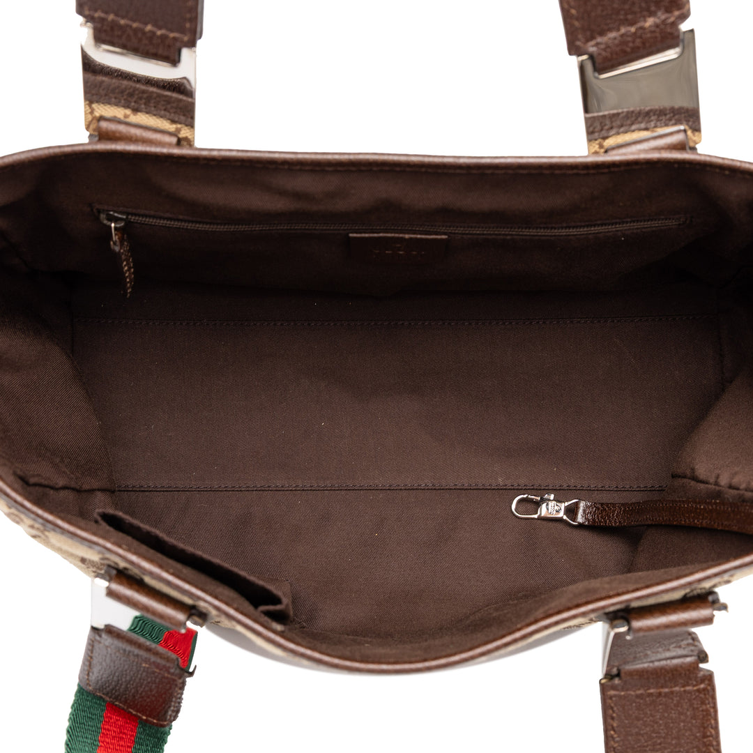 GG Web Horsebit Cabas Beige