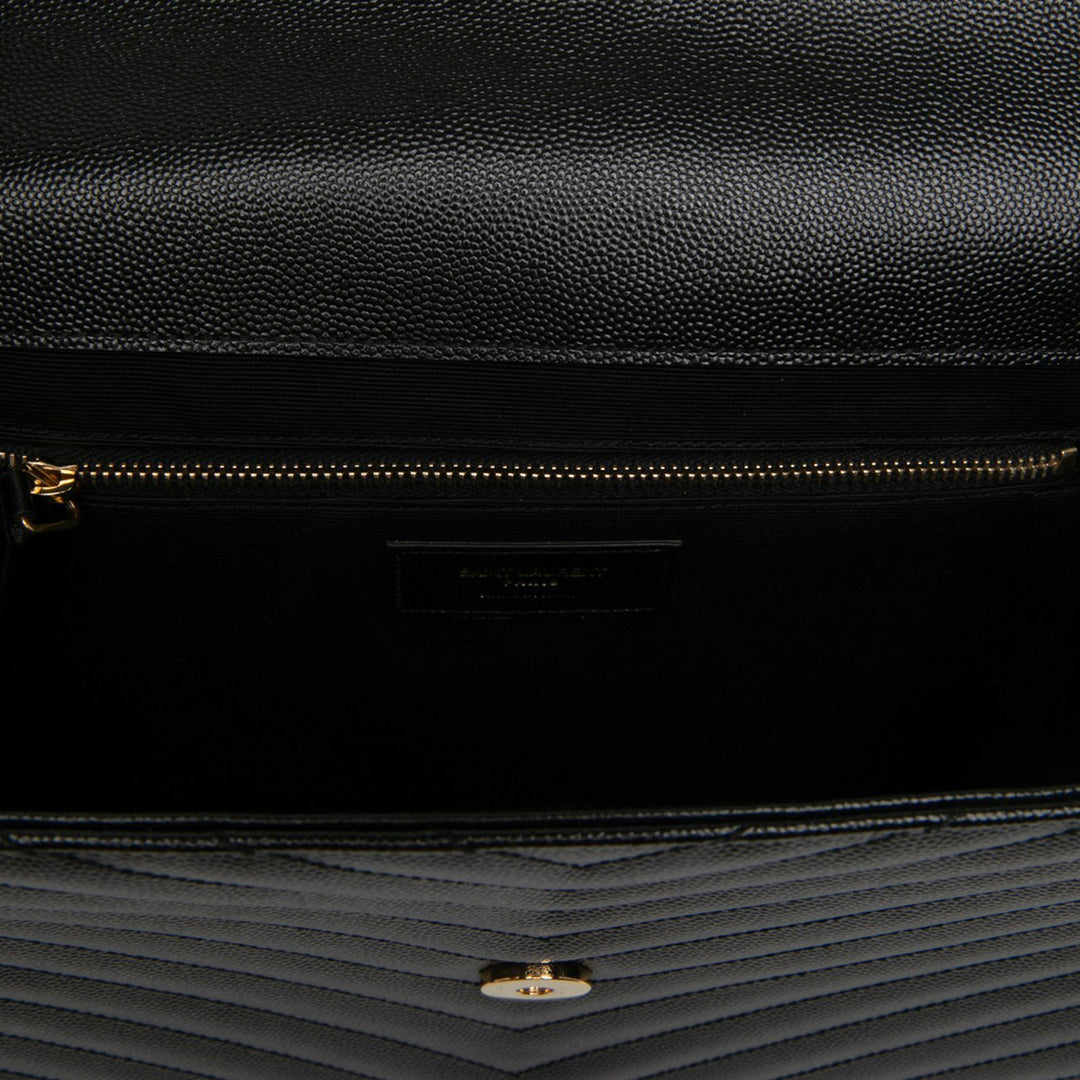 Saint Laurent Chevron Grain de Poudre Sac enveloppe Grand Monogram Noir – vue 4 – GABY PARIS