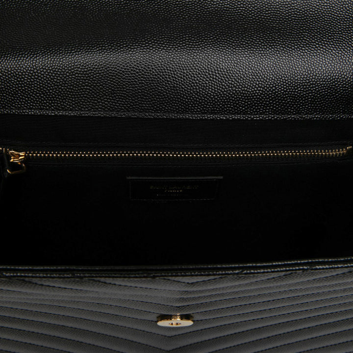 Saint Laurent Chevron Grain de Poudre Sac enveloppe Grand Monogram Noir – vue 4 – GABY PARIS