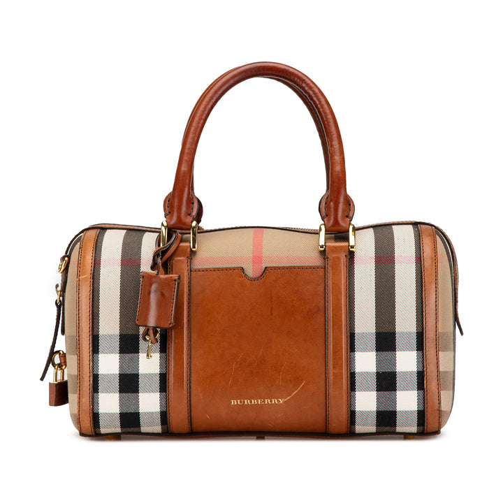 House Check Alchester Sactorial Canvas Boston Bag Brown - Gaby Paris
