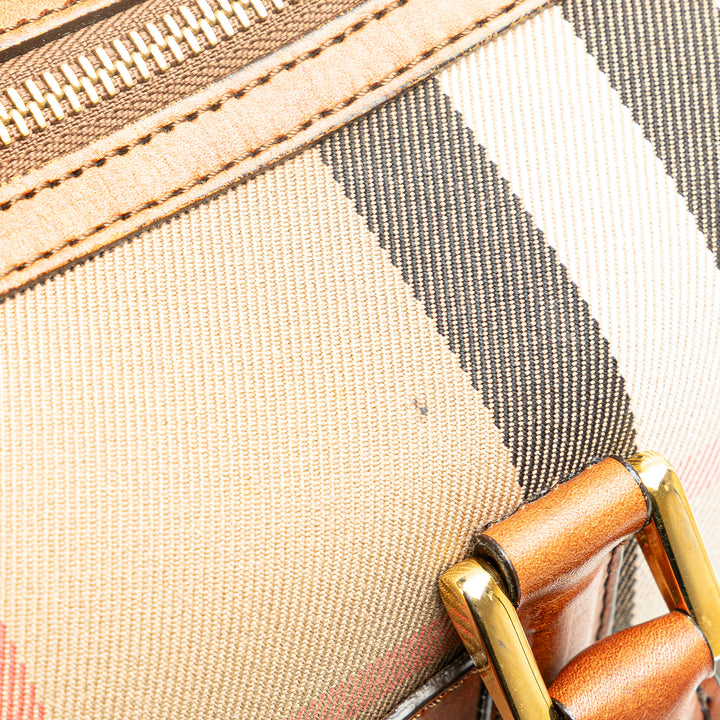 House Check Alchester Sactorial Canvas Boston Bag Brown - Gaby Paris
