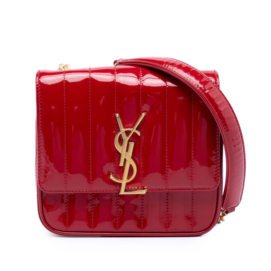 Saint Laurent Small Cuir verni Monogram Vicky Sac à chaîne