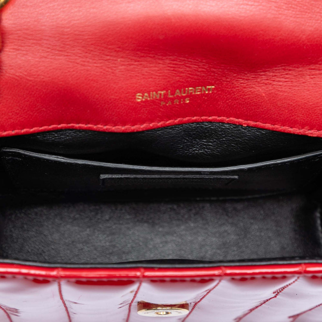 Saint Laurent Small Cuir verni Monogram Vicky Sac à chaîne