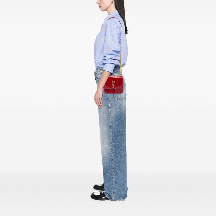 Saint Laurent Small Cuir verni Monogram Vicky Sac à chaîne