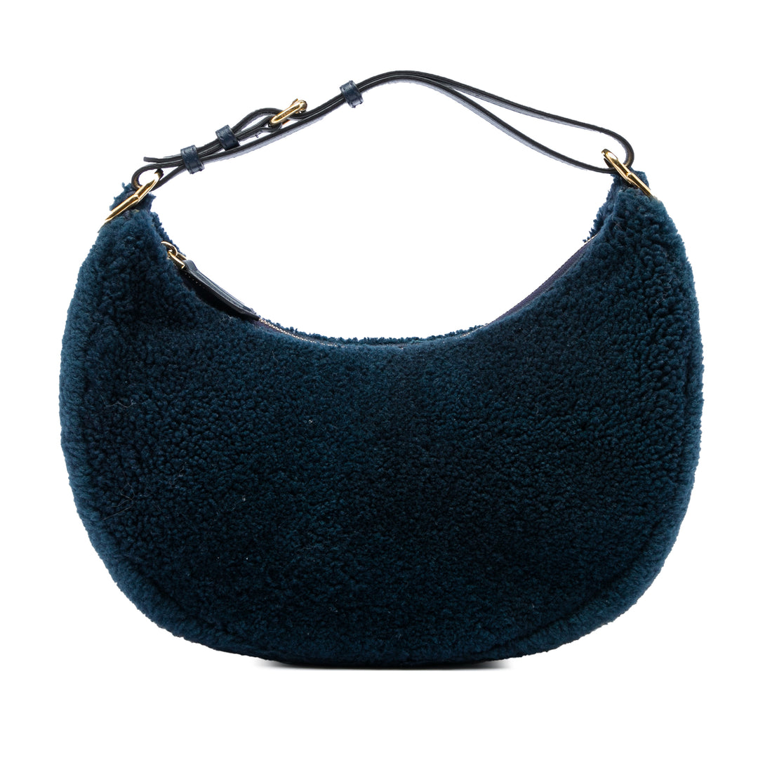 Fendi Sac porté épaule Shearling Fendigraphy Hobo Matière naturelle Petit Bleu – vue principale – GABY PARIS