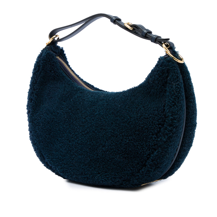 Fendi Sac porté épaule Shearling Fendigraphy Hobo Matière naturelle Petit Bleu – vue 2 – GABY PARIS