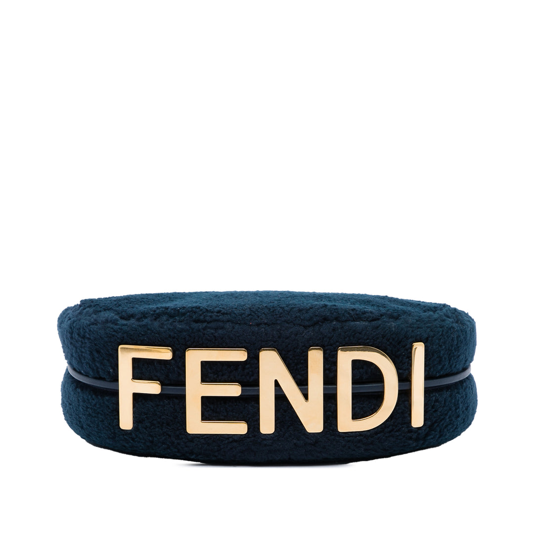 Fendi Sac porté épaule Shearling Fendigraphy Hobo Matière naturelle Petit Bleu – vue 3 – GABY PARIS