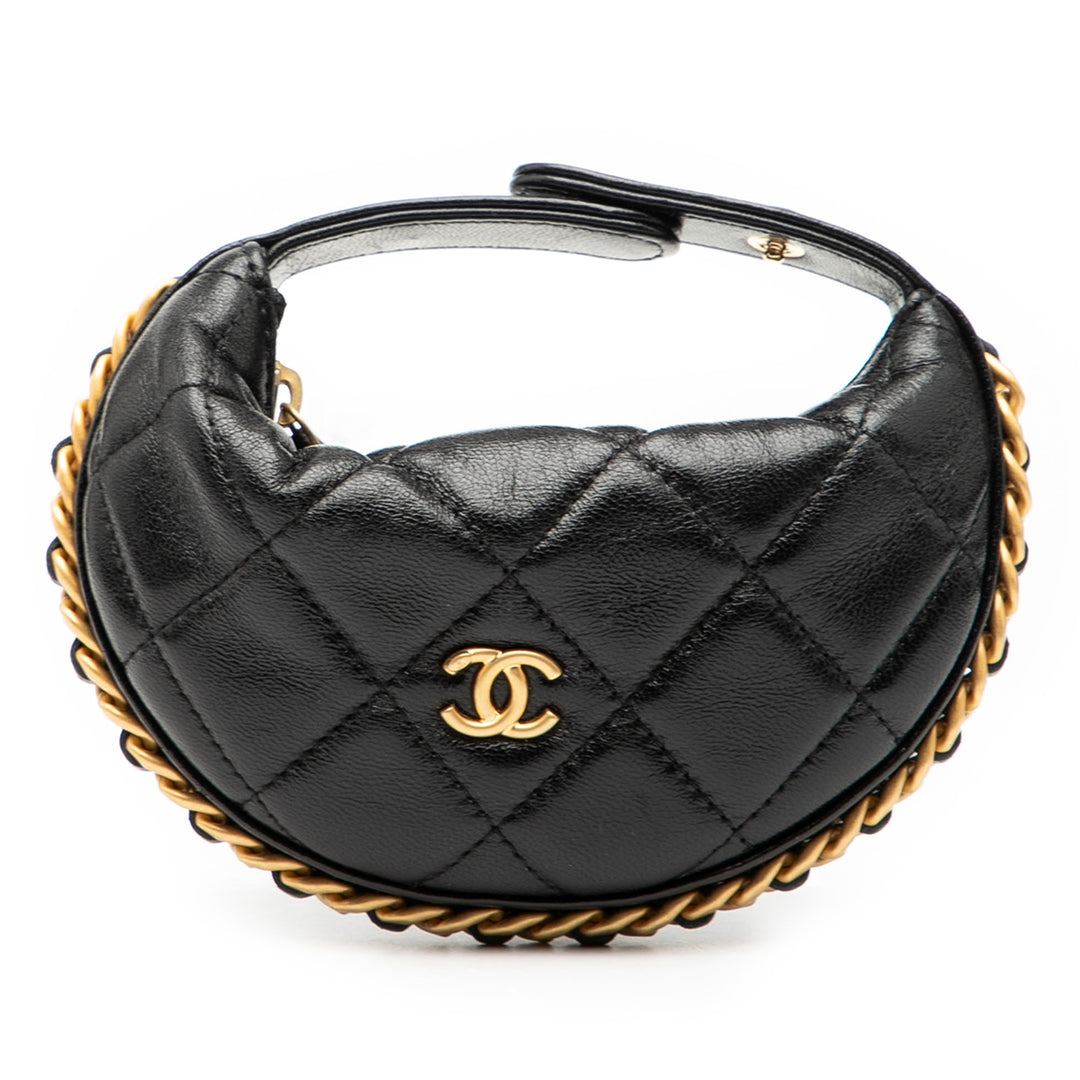 Chanel Mini Matelassé Cuir d’agneau Sac rond à chaîne Pochette – GABY PARIS Authentique