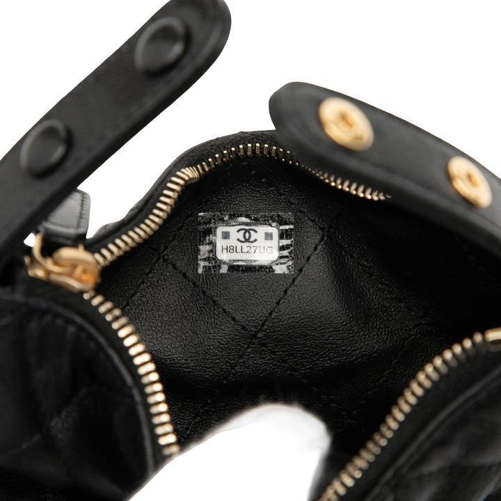 Chanel Mini Matelassé Cuir d’agneau Sac rond à chaîne Pochette – GABY PARIS Authentique
