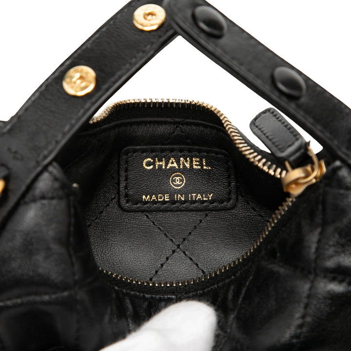 Chanel Mini Matelassé Cuir d’agneau Sac rond à chaîne Pochette – GABY PARIS Authentique