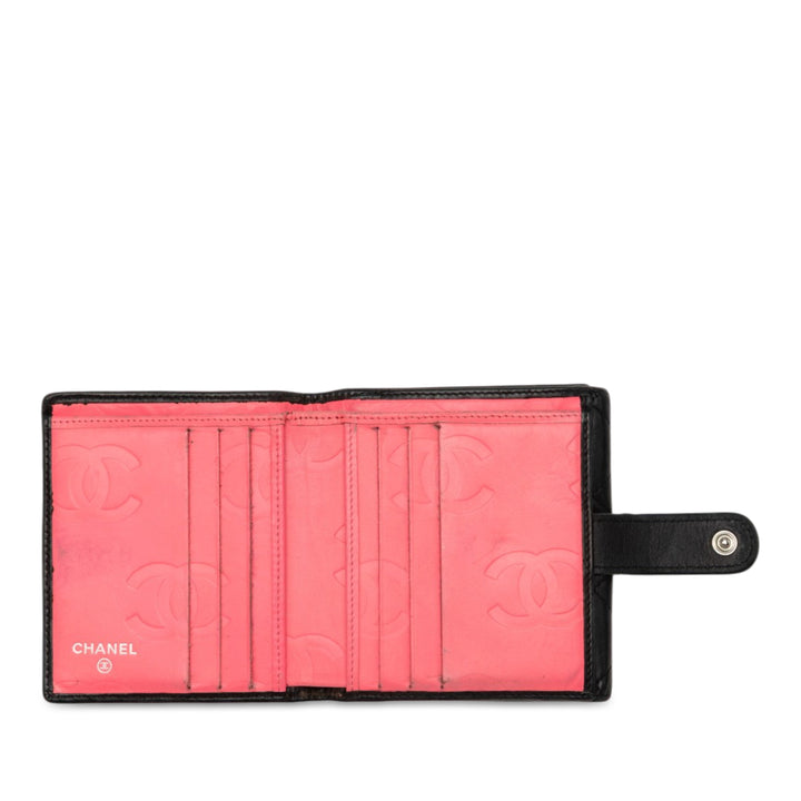 Chanel CC Matelassé Cambon Ligne à rabat Portefeuille Petit Cuir d'agneau Noir – vue 4 – GABY PARIS