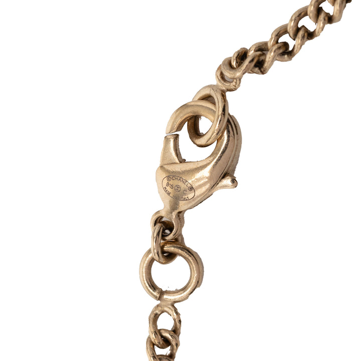 Chanel CC plaqué Strass Moon Pendant Collier Métal