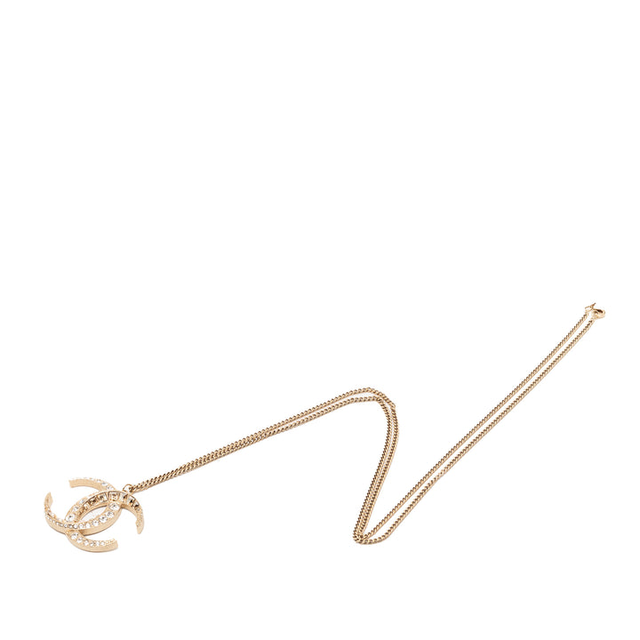 Chanel CC plaqué Strass Moon Pendant Collier Métal