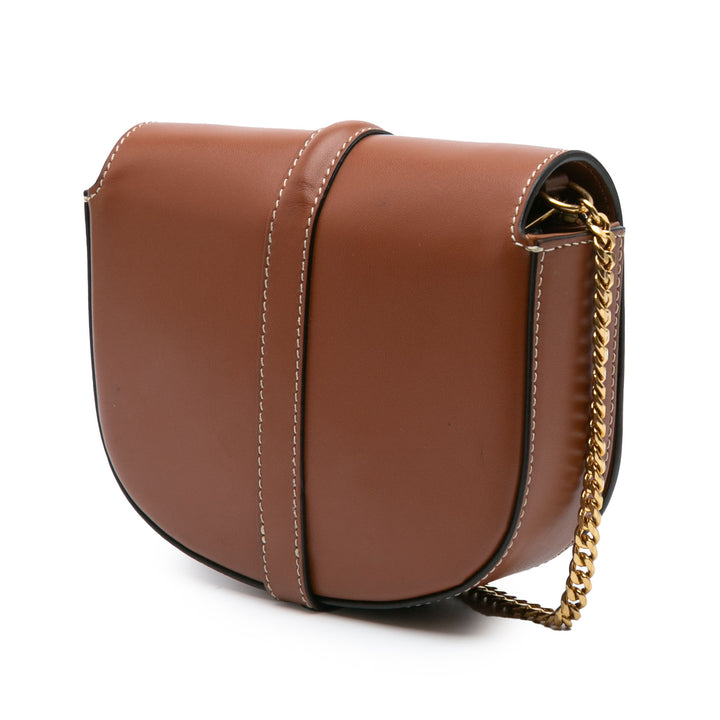 Small Leather Besace 16 Wallet On Chain Brown - Gaby Paris