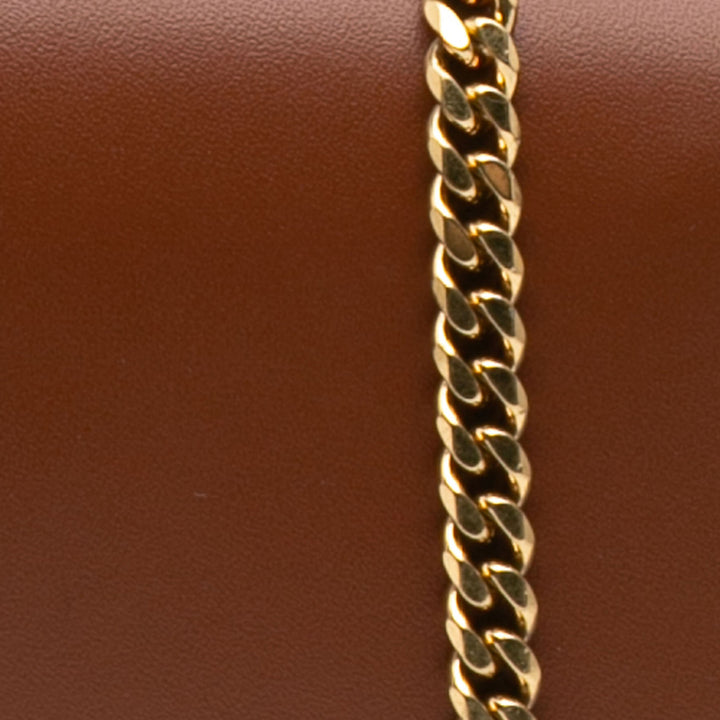 Small Leather Besace 16 Wallet On Chain Brown - Gaby Paris