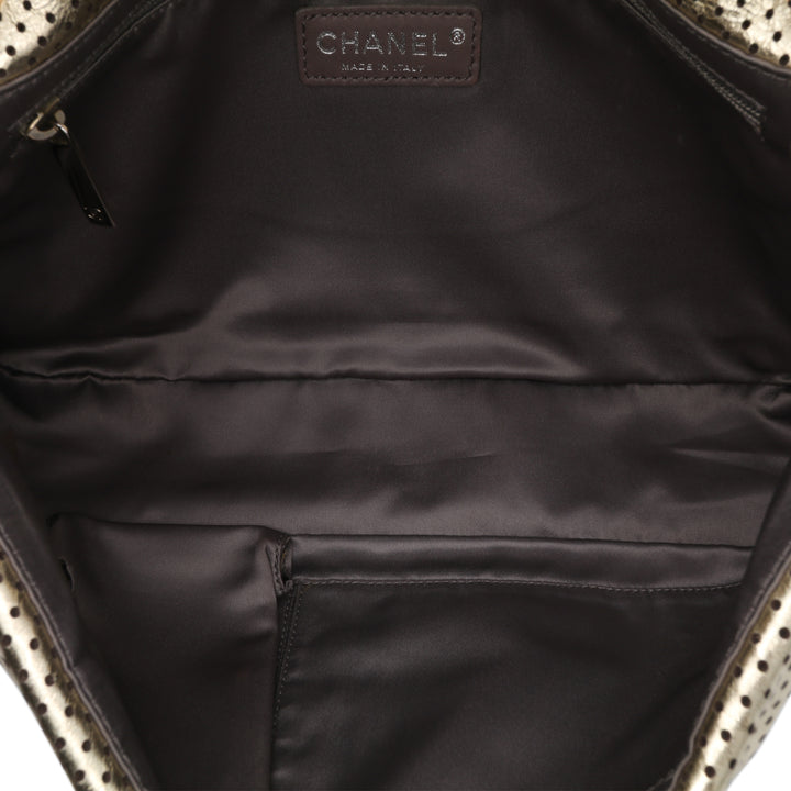 Medium Reissue Perforated Calfskin Drill Flap Gold - Gaby Paris
